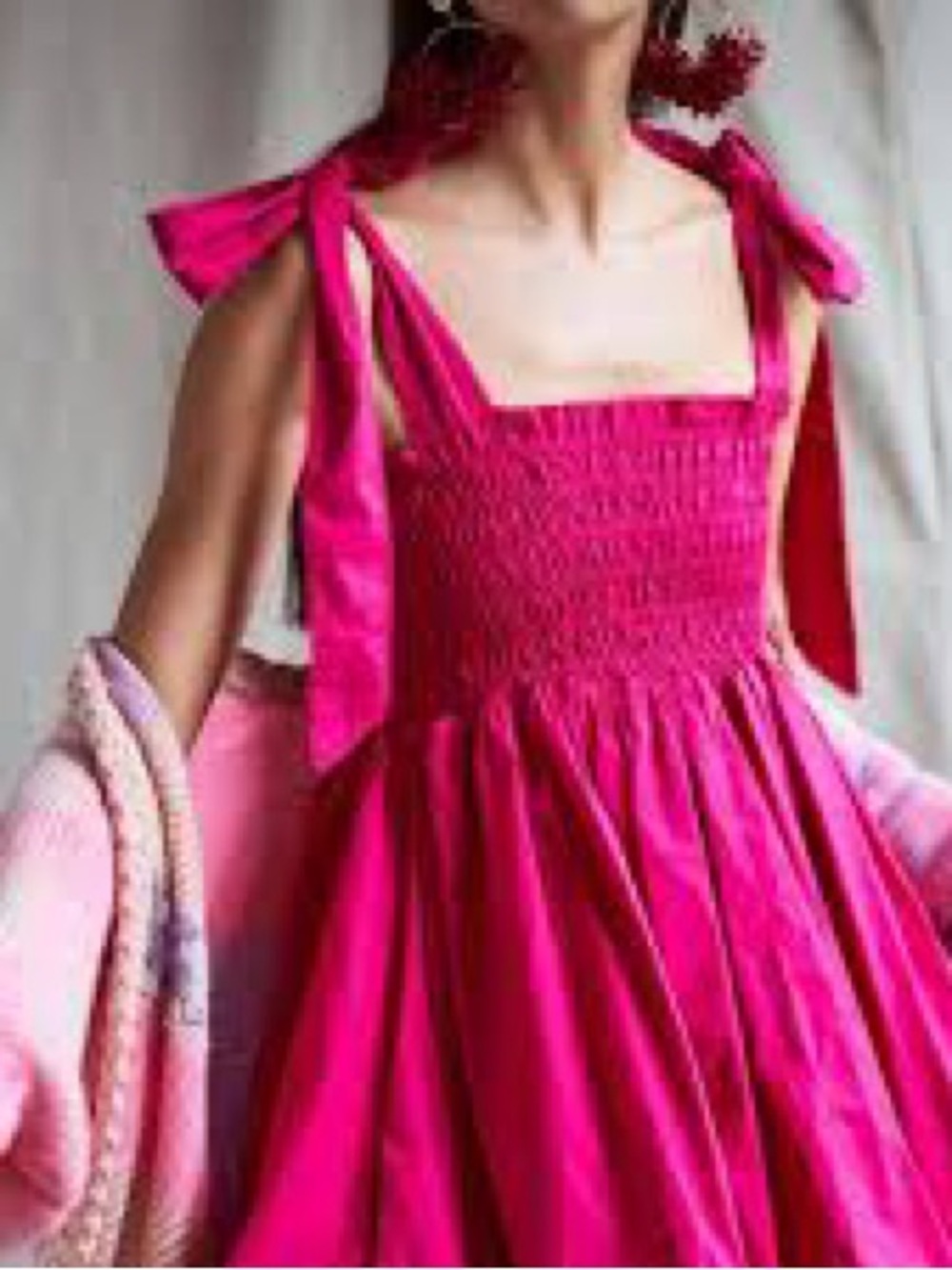 LoveShackFancy Amada Tie-Shoulder Bubble Dress in Pink Size: S